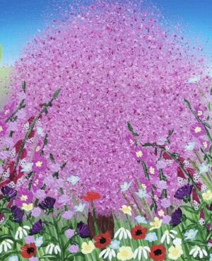 **New** Sweet Cherry Blossom original contemporary meadow flowers painting
